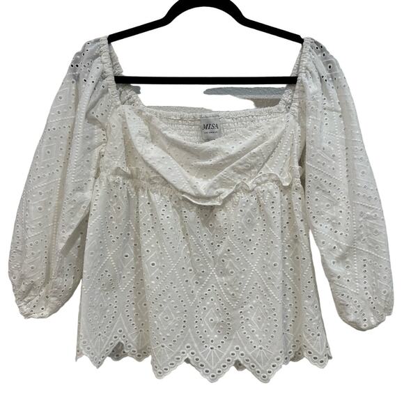 MISA Los Angeles NWT $285 Sera Top White Eyelet Size XS - Picture 4 of 10